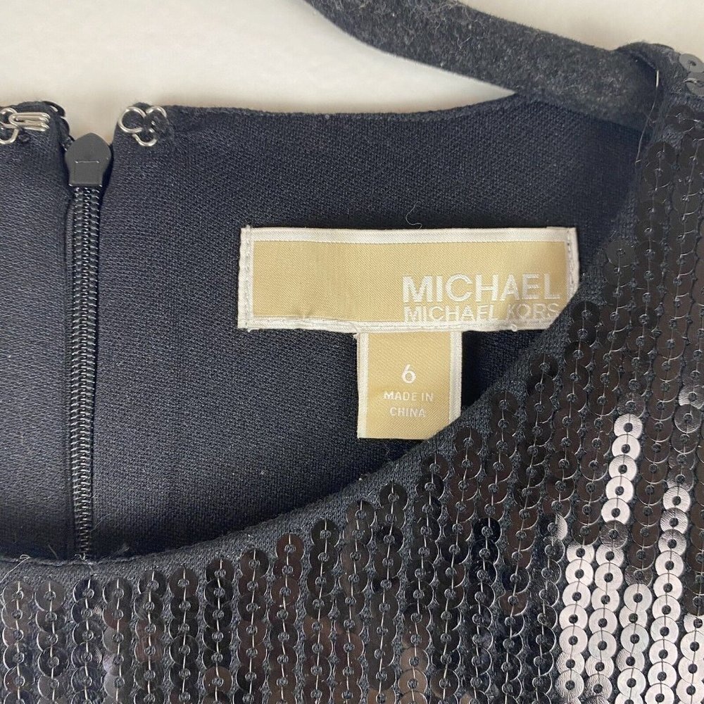 Michael Michael Kors Women's Sequin Mini Dress Size 6 Black LBD Little Black - Picture 2 of 7